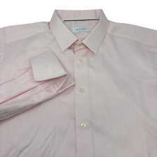 Eton Mens Custom Made 2XL Solid Pink French Cuff Long Sleeve Button Down Shirt