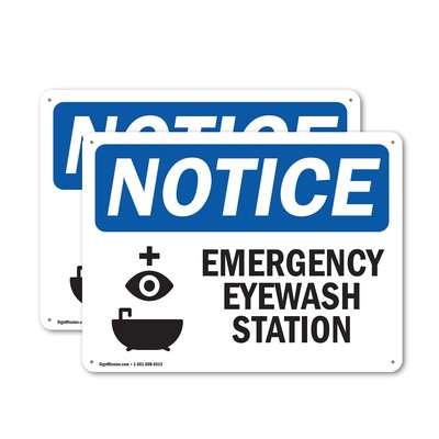 #ad 2 Pack Emergency Eyewash Station OSHA Notice Sign Decal Metal Plastic $78.99