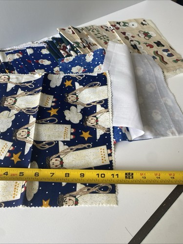 Lote de tela navideña vintage para acolchar artesanías chatarra ángeles cesta Santa oso nuevo de Lote Antiguo - Imagen 4 de 6