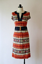 Trina Turk Orange Silk Jersey Mod Geometric Print Tunic Shift Mini Dress Women S