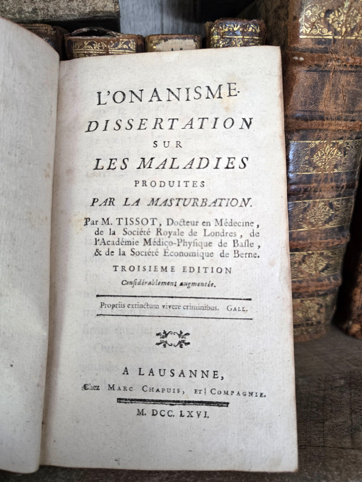 Old Book 1766 - Onanism. Dissertation on the Diseases Produced by Masturbation