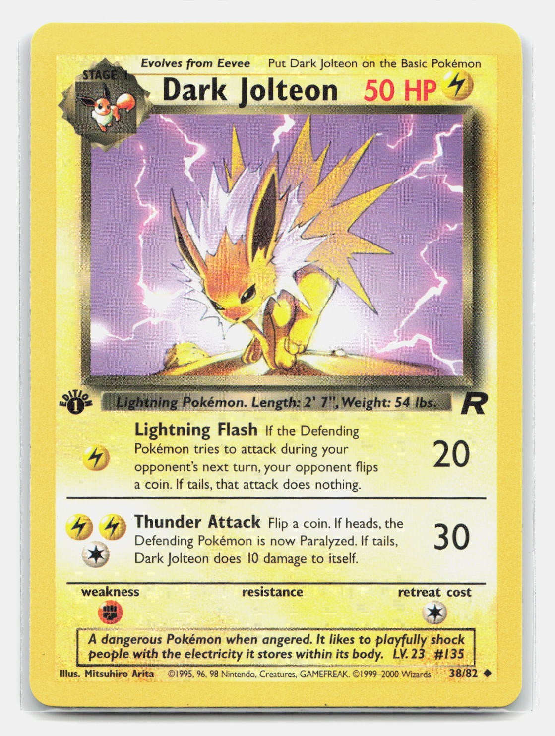 Dark Jolteon 38/82 Uncommon Team Rocket Pokemon 1st Edition Near Mint