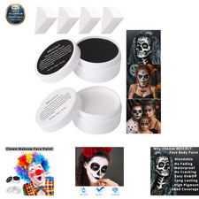 Halloween Face Paint Kit, Oil Based Classic Makeup, 6 Pcs Black White, 100g for