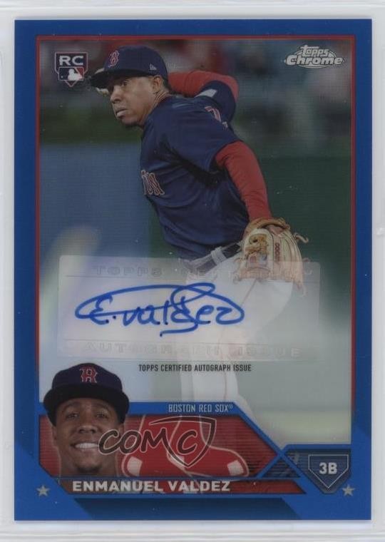 2023 Topps Chrome Update Blue Refractor /150 Enmanuel Valdez Rookie Auto RC