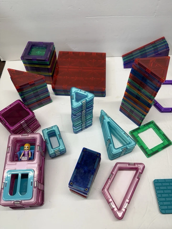 Playmags Magnetic Tiles Building Blocks Lot 12 LBS - Image 3 of 4