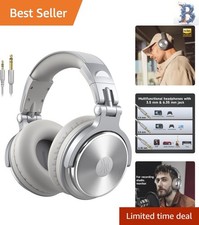 Wired Studio Monitor Headphones with Adjustable Fit and Sound Isolation - Silver