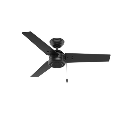 Hunter Cassius 44 Inch Matte Black Modern Ceiling Fan with Pull Chain Control
