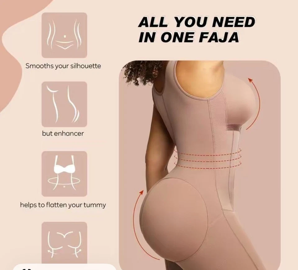 Fajas Colombianas Stage 2 modelador pós-cirúrgico BBL bodysuit modelador de corpo rosa - Imagem 3 de 4