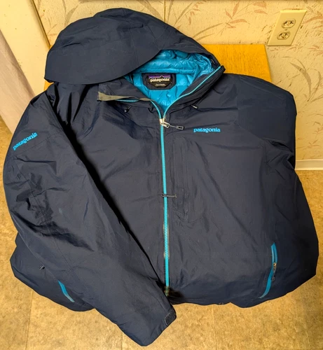 Patagonia Men's Powder Bowl GoreTex Navy Blue Insulated Down Ski Jacket Size L video thumbnail