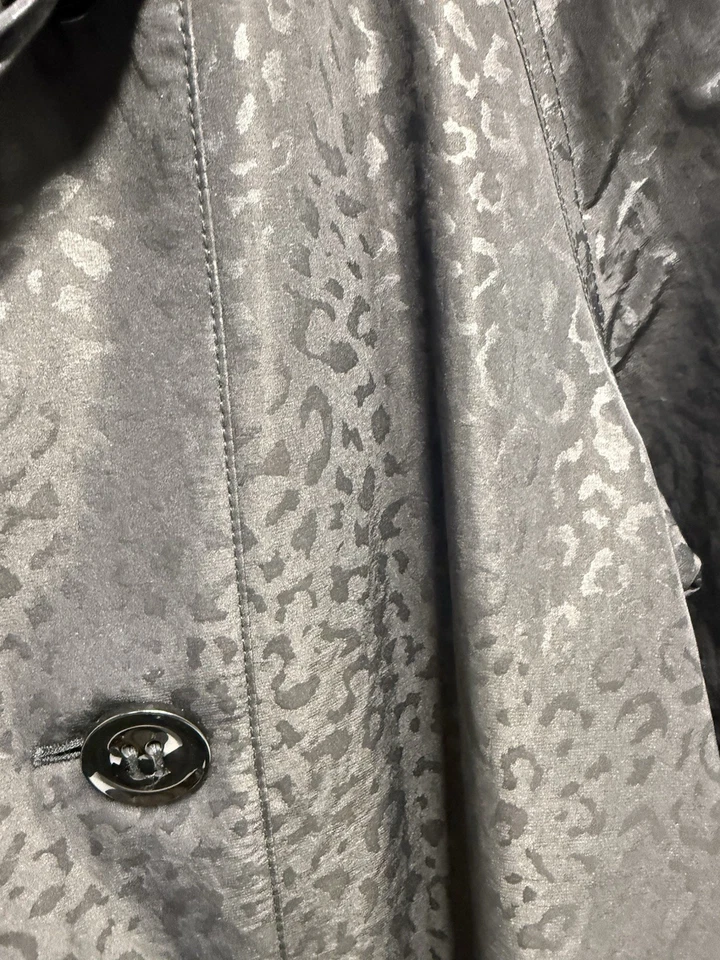Gallery Black Trench Coat Lines Water Resident Rain Animal Print Women's Medium - Image 3 of 4