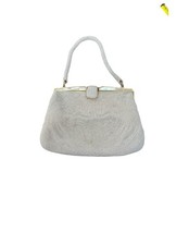 La Regale Vintage White Beaded Handbag Italian Beads Made in Japan Evening Purse