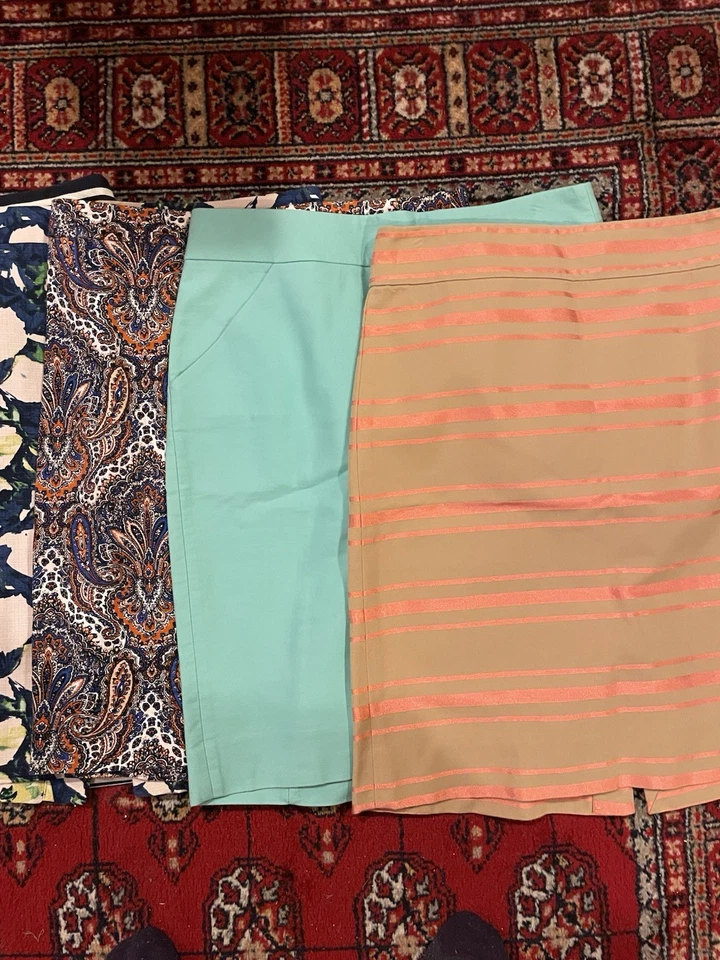 6 Лот JCrew карандаш юбка женские размеры 8, 10 узор, цветочный, полоски, пейсли - Изображение 4 из 4