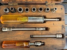 Vintage Oxwall USA Socket Set in Wooden Box – Ratchet Screwdriver & Sockets