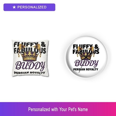 Custom Persian Cat Pet Lover Gift Set Pillow Clock Personalized Name Bundle