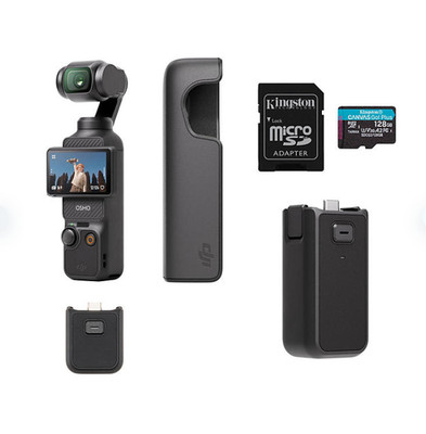 DJI 990362766 Osmo Pocket 3 Camera Bundle with 128GB SD Card, Gray