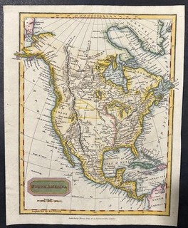 NORTH AMERICA 1837 THOMAS KELLY UNUSUAL ANTIQUE ORIGINAL COPPER ENGRAVED MAP
