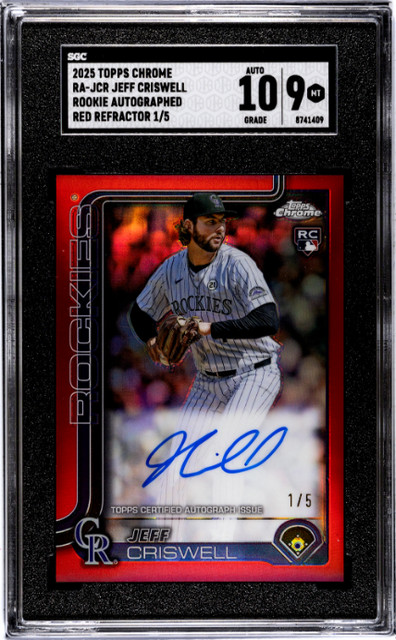 2025 Topps Chrome #RA-JCR Jeff Criswell Rookie Auto. Red Refractor SGC 9