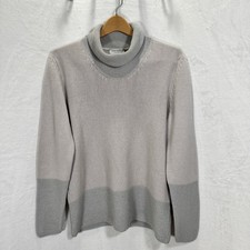 Gran Sasso Turtleneck Sweater  Light Grey  Metallic Silver Italian Knit SZ Med