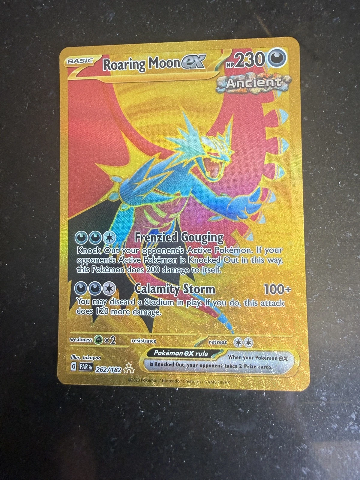 Roaring Moon EX 262/182 Hyper Rare Gold Card. Paradox Rift. Pokemon TCG. NM