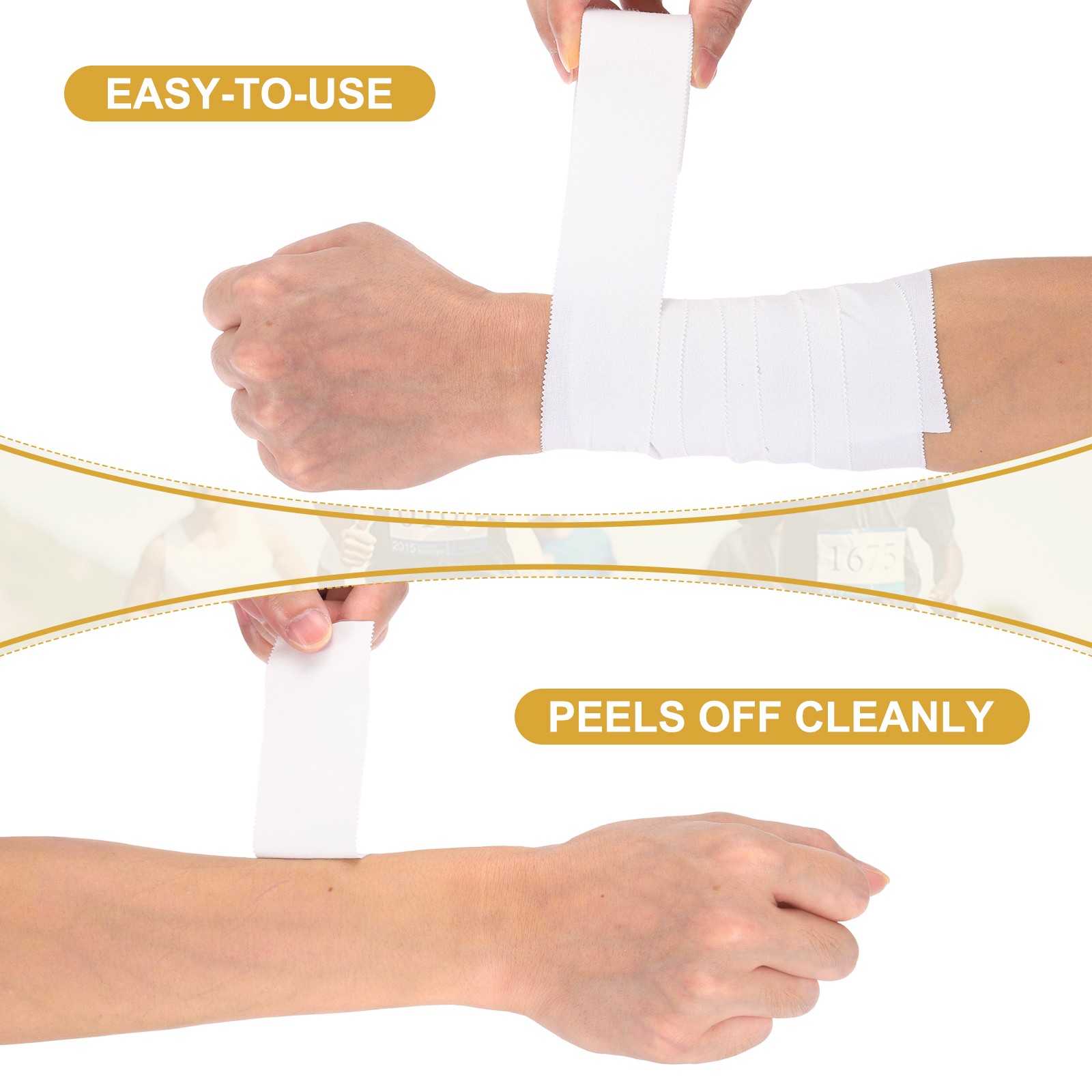 Athletic Sports Tape, Athletic Tape Easy Tear 1 in x 45 Ft, 12 Rolls, Ecru