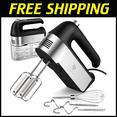 Black Hand Mixer with Stainless Steel Accessories