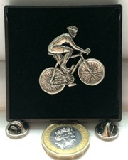 CYCLIST  BICYCLE BIKE CYCLE REAL PEWTER PIN BADGE - MADE IN UK - GIFT- NEW