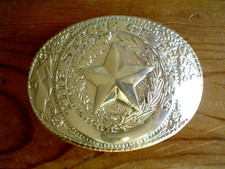 Western Belt Buckle with Texas State Seal Silver 4"