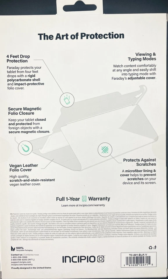 Incipio Faraday Leather Folio Case for TCL Tab 8 - Black - Image 4 of 4