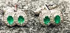 Natural Emerald Gemstone with 925 Sterling Silver Cufflink 2170