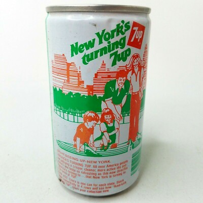7up ''America's Turning 7up'' Soda Pop Can - Vintage 1979 - New York