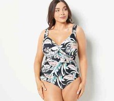 Jantzen Print Surplice Maillot One- Piece Swimsuit, Multicolor, 16