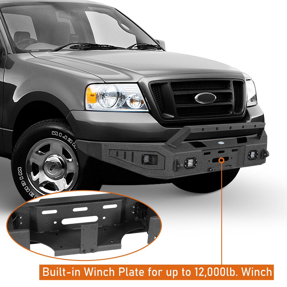 Steel Front Winch Bumper Bar w/Led Lights for Ford F150 2004 2005