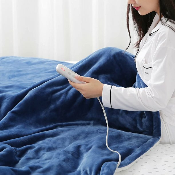 MaxKare MKGL-TR01 Blue Electric Blanket Heated Throw Flannel u0026amp;  Velveteen | eBay