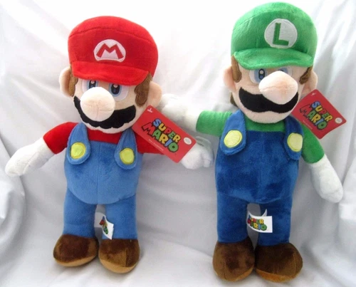 Nintendo Super Mario Brothers Mario + Luigi 14" Plush Combo-Super Mario Brothers - Picture 1 of 1