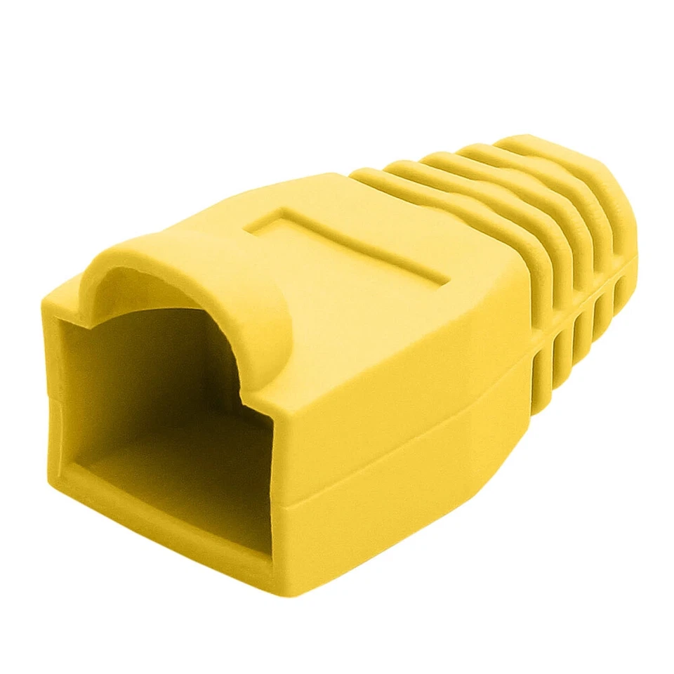 Cat5e Cat5 Cat6 RJ45 Boot End Cap Yellow Connector Modular Head Plug Cable Lot - Image 3 of 4