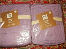 2 POTTERY BARN TEEN RUCHED DRAPES,44" X 84" , LILAC, NEW