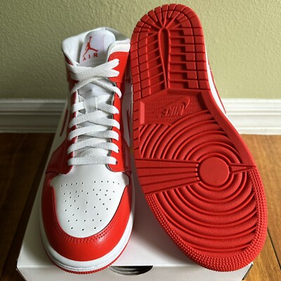 Jordan 1 Mid Syracuse Habanero Red White BQ6472-116 Women's Size
