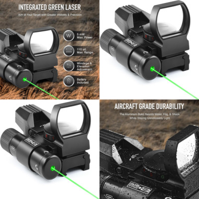 Rifle Laser Dot Hunting Shooting Accuracy Sight Lens 20MM Picatinny Weaver Rails