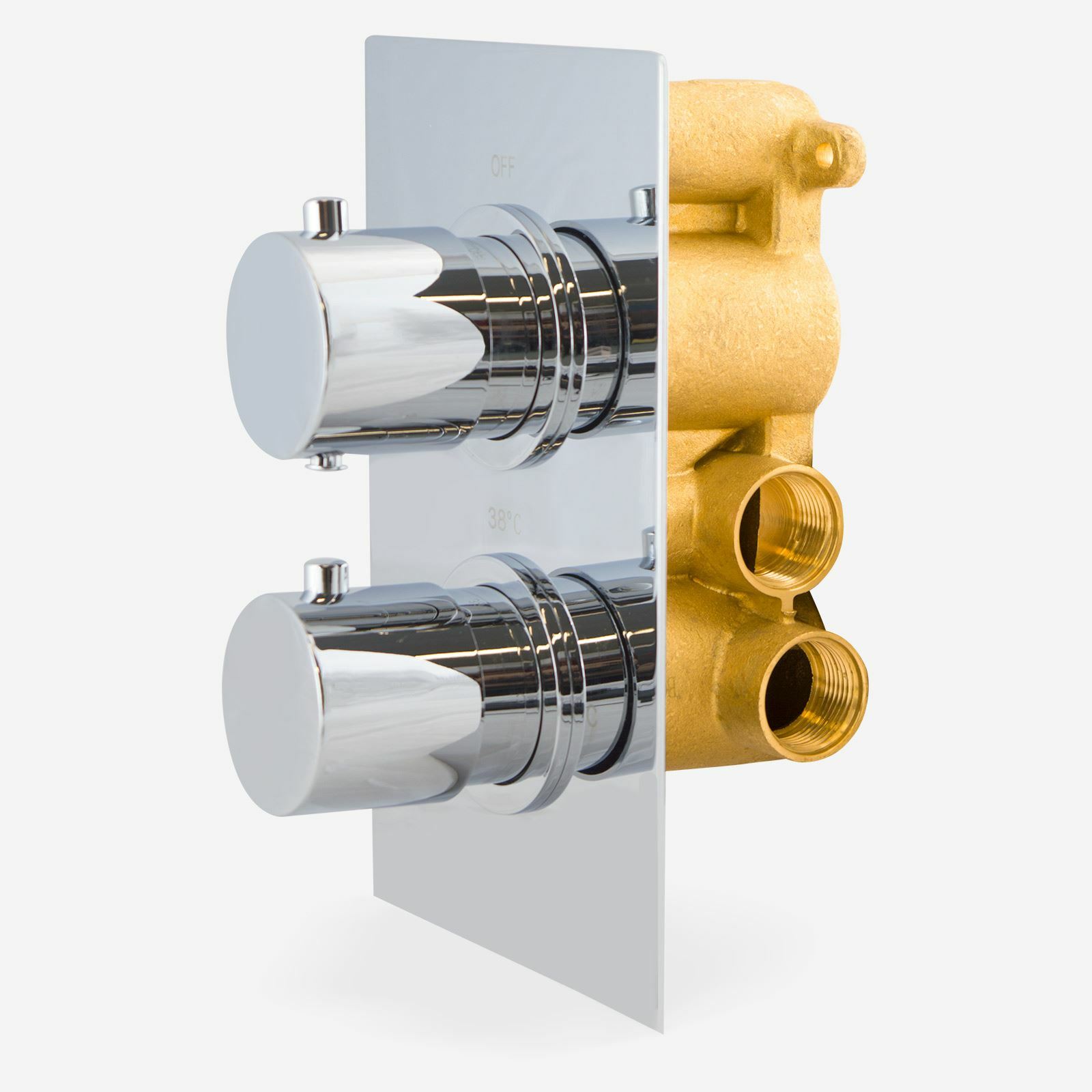 TEMEL ROUND 2 DIAL 2 WAY CHROME CONCEALED THERMOSTATIC SHOWER MIXER ...