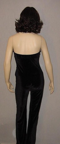 Sophie Child Small Dance Costume Blue Sparkles Over Black Velvet Halter Unitard - Picture 3 of 7