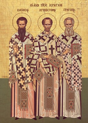 Icon Three Hierarchs St.John Chrysostom St.Gregory, St.Basil (5.5'' x 7.5'')