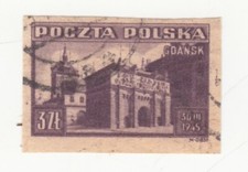 Poland 1945. Ancient High Gate. Sights of Danzig - Gdansk. Imperf #379. Used.