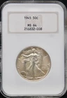 1945 Walking Liberty Half Dollar - NGC Graded MS64