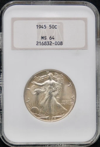 1945 Walking Liberty Half Dollar - NGC Graded MS64