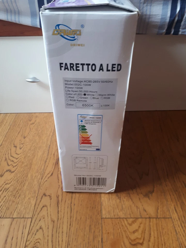 Faro a led da esterno 100W 6500k Marca Driwei NUOVO Mai Usato Ancora Imballato - Immagine 4 di 4