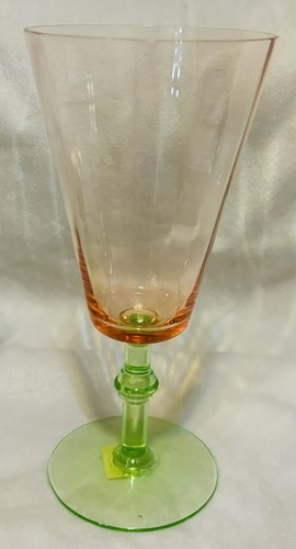 Vintage HC Fry Hand Blown Art Glass Wine Glasses 7” H 3 1/4”D Watermelon Optic - Picture 7 of 7
