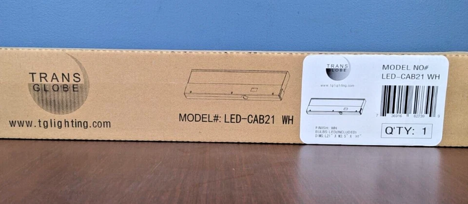 ILUMINACIÓN GLOBO TRANS LED BLANCO BAJO ARMARIO LUZ 21"W x 3.5"D x 1"T LED-CAB21 Foto 2 de 3