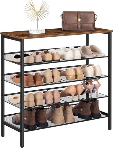 HOOBRO Shoe Rack Shoe Storage Organizer w/ 4 Metal Mesh Shelves Shoe Cabinet - Picture 10 of 13