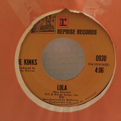 KINKS    7''  VINYL  ,   LOLA   /   MINDLESS  CHILD  OF MOTHERHOOD 