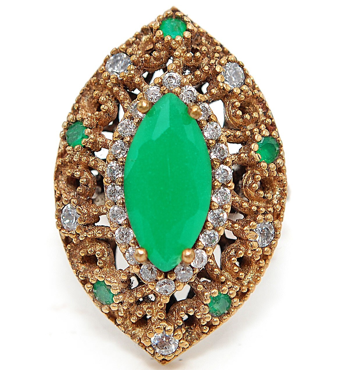 Ottoman Empire Inspired 4CT Emerald Ring in 925 Sterling Silver Size 7.5 HB3-8